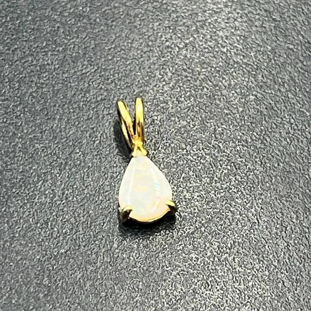 14K Yellow Gold‎ Pear Shape Fire Opal Pendant 7x5mm Natural Stone .60g Vintage